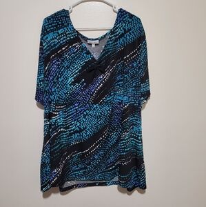 Fashion Bug Black and‎ Blue Abstract Blouse